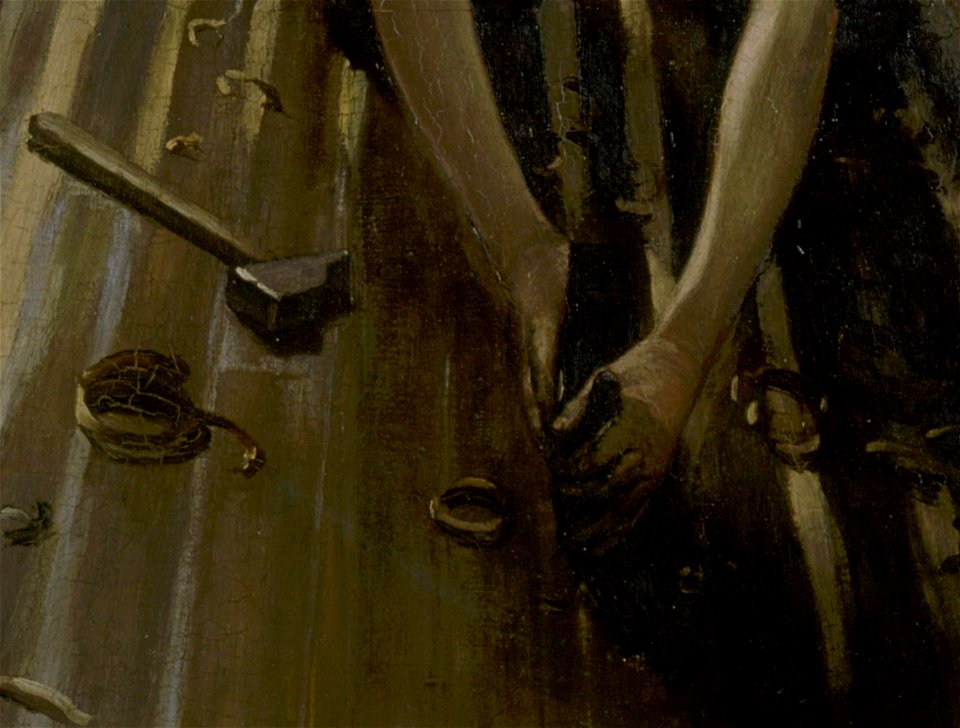 Gustave Caillebotte - The Floor Planers - Google Art Project - Detail of the right worker hands