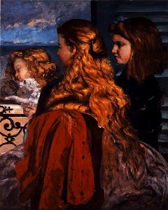 Gustave Courbet - Three Young Englishwomen by a Window - Google Art Project. Free illustration for personal and commercial use.