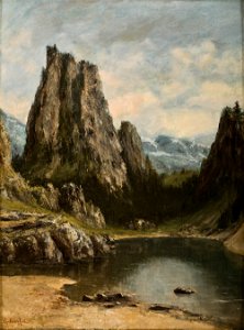 Gustave Courbet - Lago en las montañas. Free illustration for personal and commercial use.