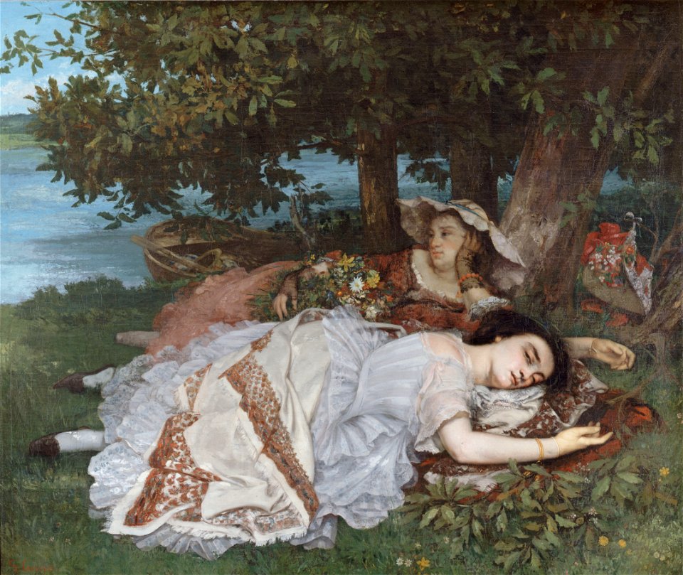 Gustave Courbet - Young Ladies by the River Seine - WGA05467