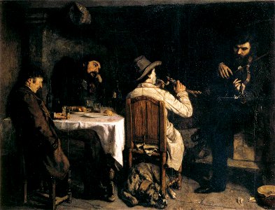 Gustave Courbet - After Dinner at Ornans - WGA05456. Free illustration for personal and commercial use.