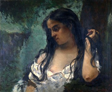 Gustave Courbet - Gypsy in Reflection - Google Art Project. Free illustration for personal and commercial use.