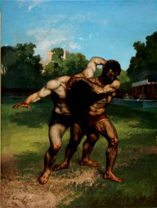 Gustave Courbet - The Wrestlers - Google Art Project. Free illustration for personal and commercial use.