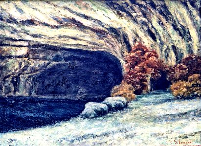 Gustave Courbet, grotte de la loue enneigée. Free illustration for personal and commercial use.