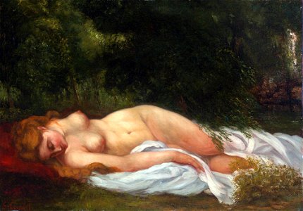 Gustave Courbet, Nu Couché, 1866. Sotheby's. Free illustration for personal and commercial use.