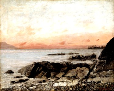 Gustave Courbet - Sunset, Vevey, Switzerland - Google Art Project. Free illustration for personal and commercial use.