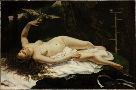 Gustave Courbet - Woman with a Parrot - Google Art Project. Free illustration for personal and commercial use.