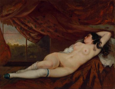 Gustave Courbet, Femme nue couchée, 1862. Free illustration for personal and commercial use.