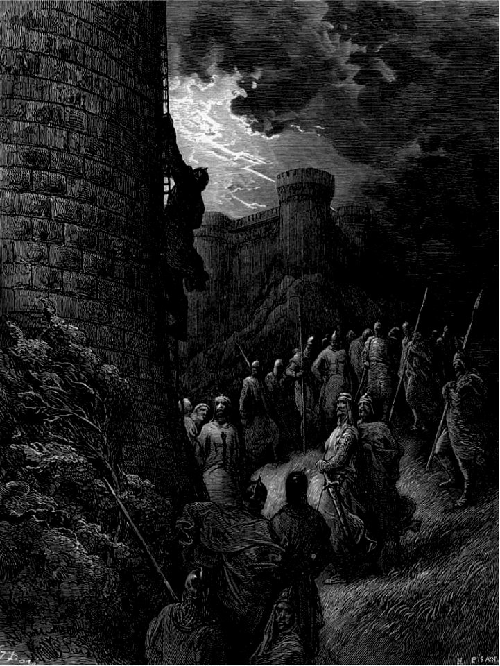 Gustave Doré - Bohemond Alone Mounts the Rampart of Antioch