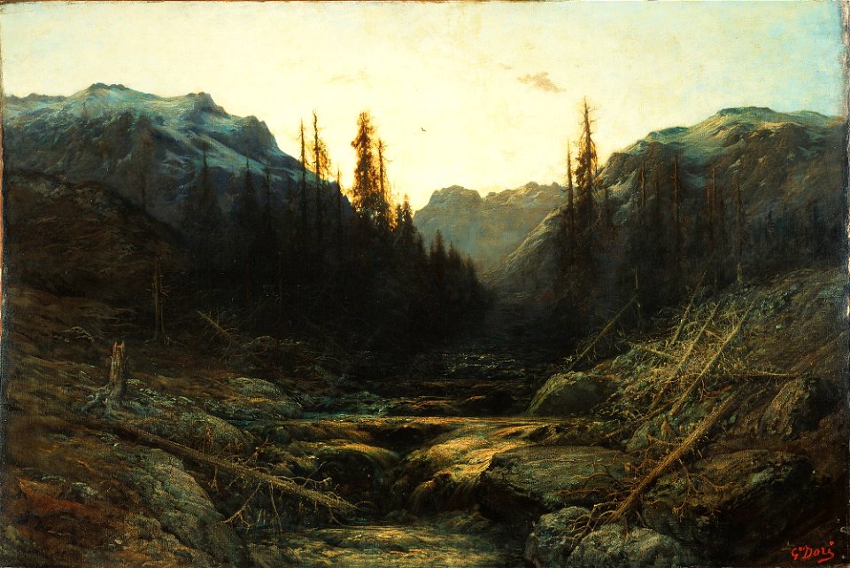 Gustave Doré - Stream in Mountains at Dusk - 2000.139 - Detroit Institute of Arts