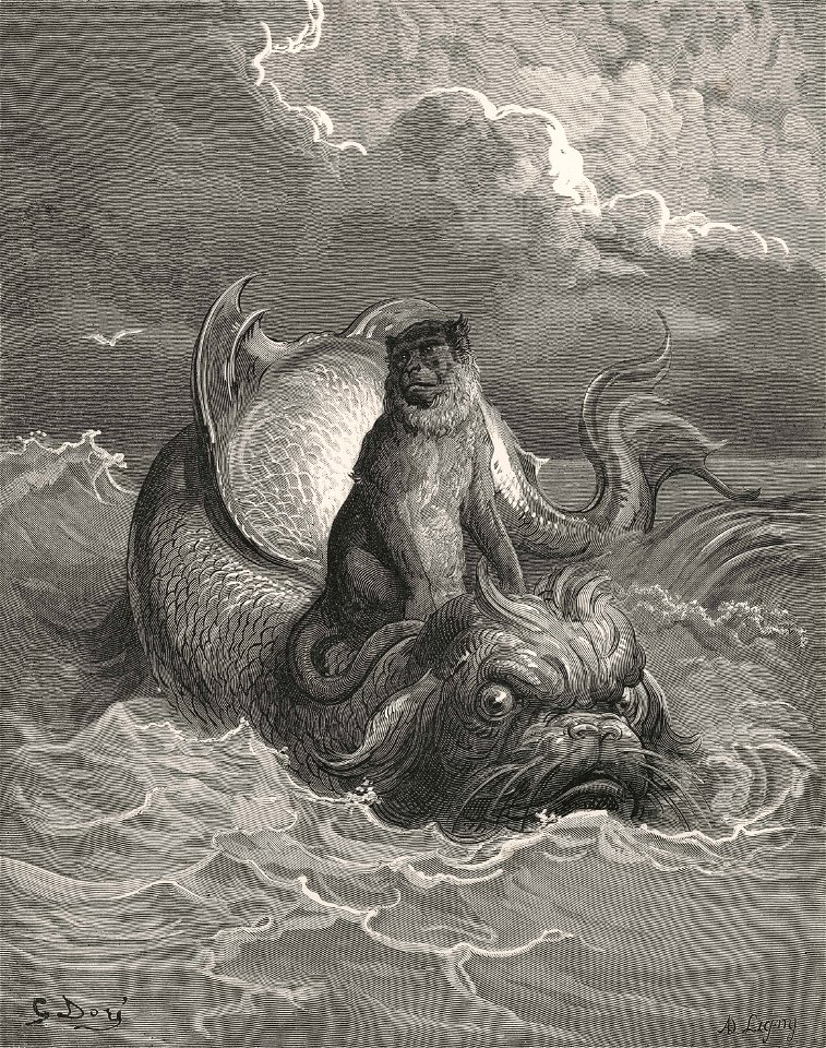 Gustave Doré - The Monkey and the Dolphin