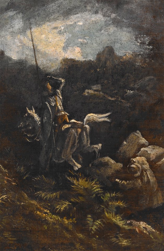 Gustave Doré - He spied upon the top of a stony crag just before him a man that skipped from rock to rock with wonderful agility. from Don Quixote - 1991.346 - Indianapolis Museum of Art