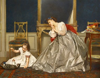 Gustave Léonard de Jonghe - Game Time. Free illustration for personal and commercial use.