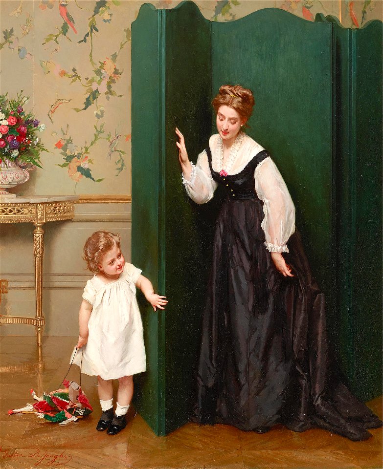 Gustave Léonard de Jonghe - Playing peek-a-boo