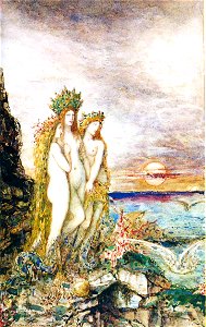 Gustave Moreau - The Sirens 1872. Free illustration for personal and commercial use.
