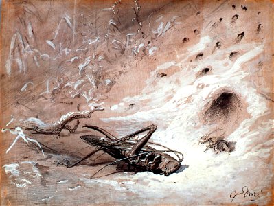 Gustave Doré, La Cigale et la Fourmi. Free illustration for personal and commercial use.