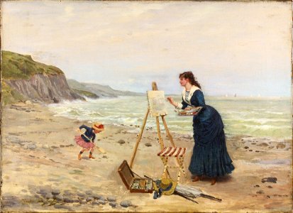 Gustave Léonard de Jonghe - Beach scene with woman