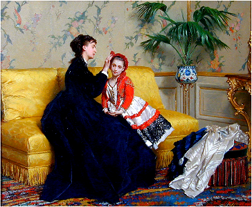 Gustave Léonard de Jonghe - Going to the Ball. Free illustration for personal and commercial use.