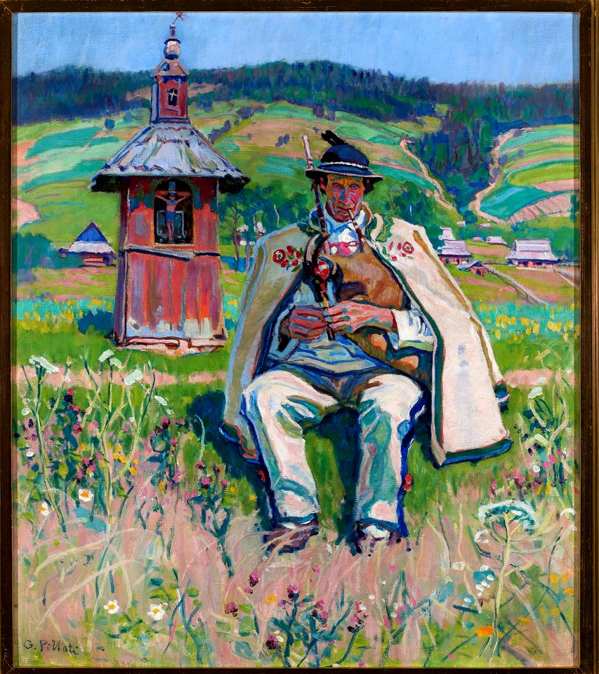 Gustaw Pillati - Highlander with a bandura against landscape - MP 2110 - National Museum in Warsaw