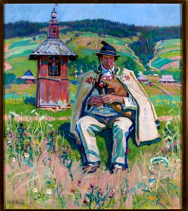 Gustaw Pillati - Highlander with a bandura against landscape - MP 2110 - National Museum in Warsaw