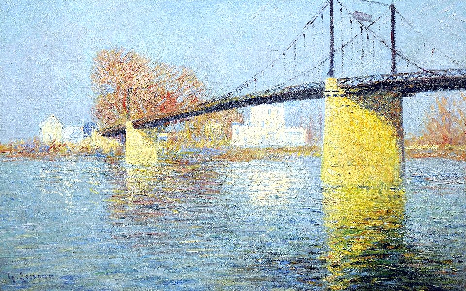 Gustave Loiseau - Le pont suspendu de Triel - 1917