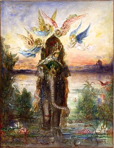 Gustave Moreau - The Sacred Elephant (Péri) - Google Art Project. Free illustration for personal and commercial use.