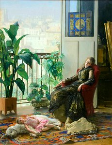 Gustave Léonard de Jonghe - Afternoon Repose. Free illustration for personal and commercial use.