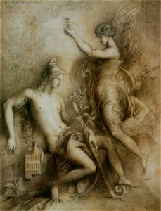 Gustave Moreau - Hésiode et la Muse. Free illustration for personal and commercial use.