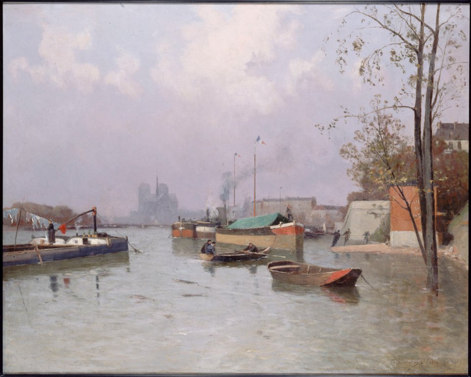 Gustave-Édouard Le Sénéchal de Kerdréoret - Crue de la Seine, aux abords du canal Saint-Martin, en novembre 1896 - P1307 - Musée Carnavalet