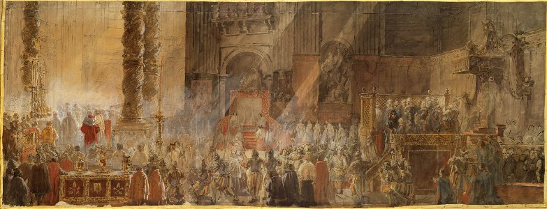 Gustavus III Attending Christmas Mass in 1783, in St Peter's, Rome (Louis Jean Desprez) - Nationalmuseum - 24339