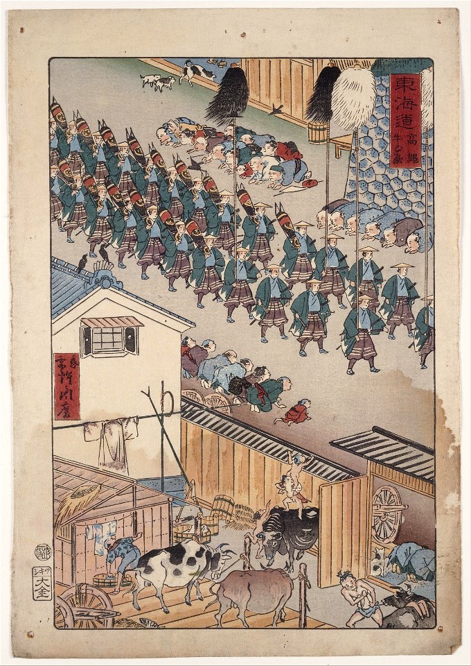 Gyosai Chikamaro - The cow shed at Takanawa - Google Art Project