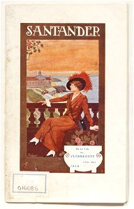 Guía del veraneante Santander, 1915, cover by Mariano Pedrero, collection of BMS. Free illustration for personal and commercial use.