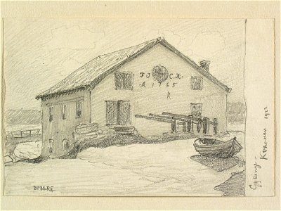 Gästrikland, Österfärnebo sn. Gysinge, kvarn. Teckning av Ferdinand Boberg - Nordiska museet - NMA.0088814