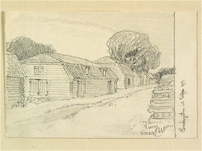 Gästrikland, Valbo sn. Bruksgatan i Tolvfors. Teckning av Ferdinand Boberg - Nordiska museet - NMA.0088817