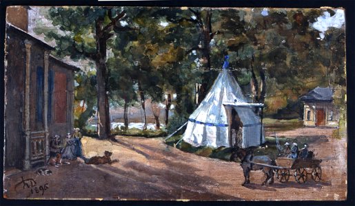 Gården, tält o vagn. Guldbröllopet. Fritz von Dardel, 19 juni 1896 - Nordiska Museet - NMA.0037550