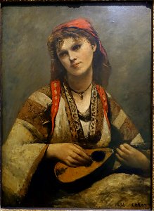 Gypsy with a Mandolin by Jean-Baptiste-Camille Corot, 1874, oil on canvas - Museu de Arte de São Paulo - DSC07308