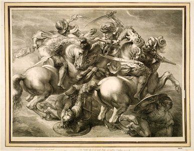 Gérard Edelinck - The Battle of Four Horsemen (Battle of Anghiari) - Google Art Project. Free illustration for personal and commercial use.