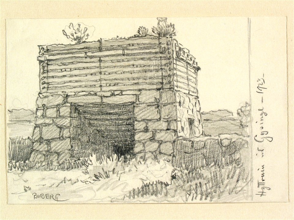 Gästrikland, Österfärnebo sn. Hyttruin vid Gysinge . Teckning av Ferdinand Boberg - Nordiska museet - NMA.0088812