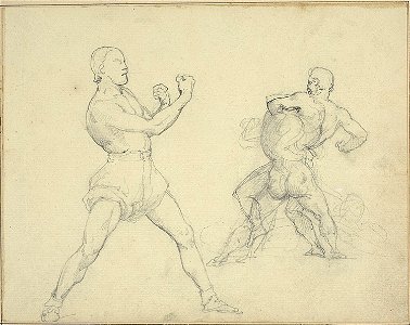 Géricault - Boxer Facing Right and Two Men Wrestling, 1818-1819