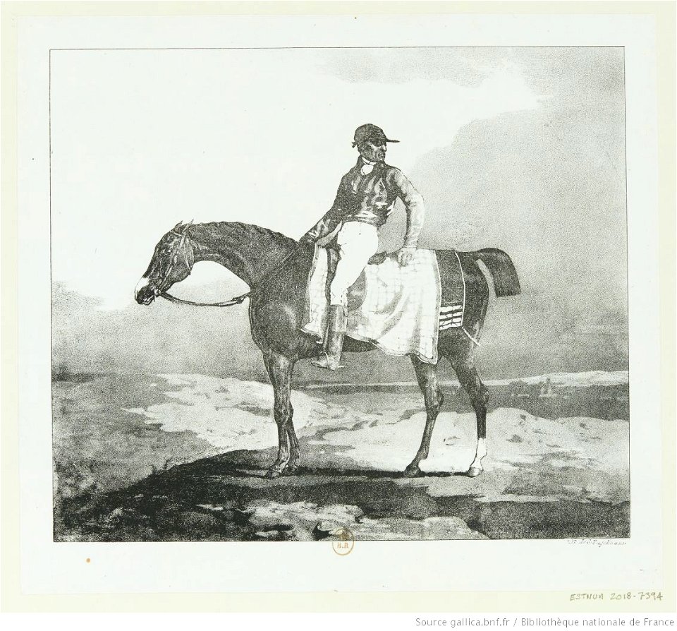 Géricault - Cheval anglais monté par un jockey, 3e état, btv1b100288059