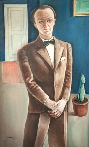 György Rauscher - Man in suit with cactus. Free illustration for personal and commercial use.