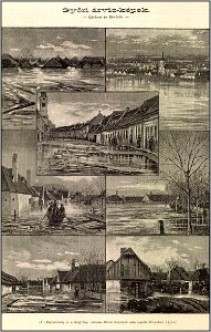 Győri árvízképek. Újváros és Révfalu. Mo. és a Nagyvilág, 1883