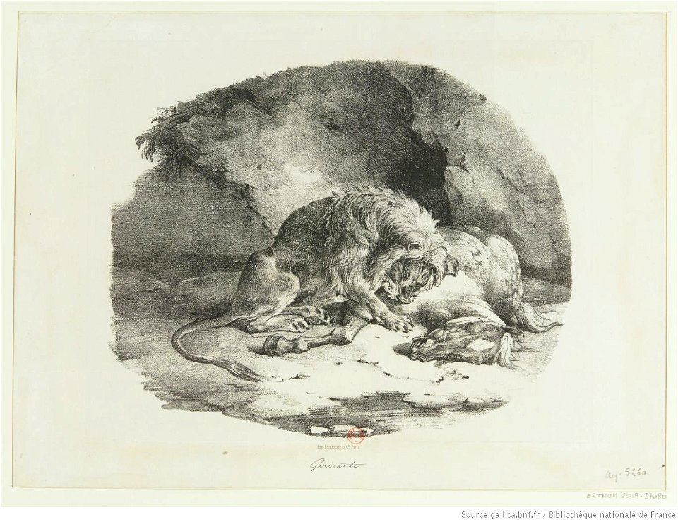 Géricault - Cheval dévoré par un lion, 4e état, btv1b10028126x