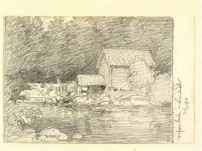 Gästrikland, Hamrånge sn. Vifors bruk, linskäkta. Teckning av Ferdinand Boberg - Nordiska museet - NMA.0088821