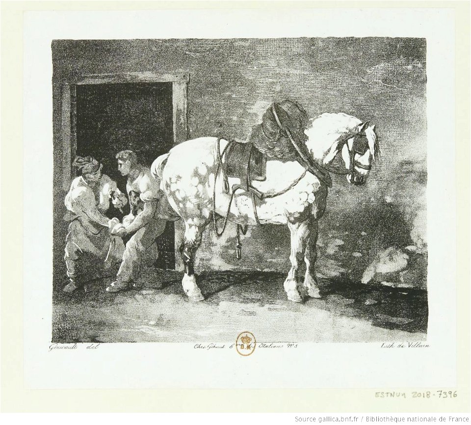 Géricault - Cheval que l'on ferre, 2e état, btv1b10028793r