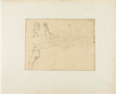 Géricault - Cross-Section of a Pillared Hall and Three Figure Sketches, 1813-14