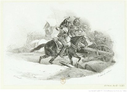 Géricault - Cuirassiers chargeant une batterie d'artillerie russe, btv1b10028862f