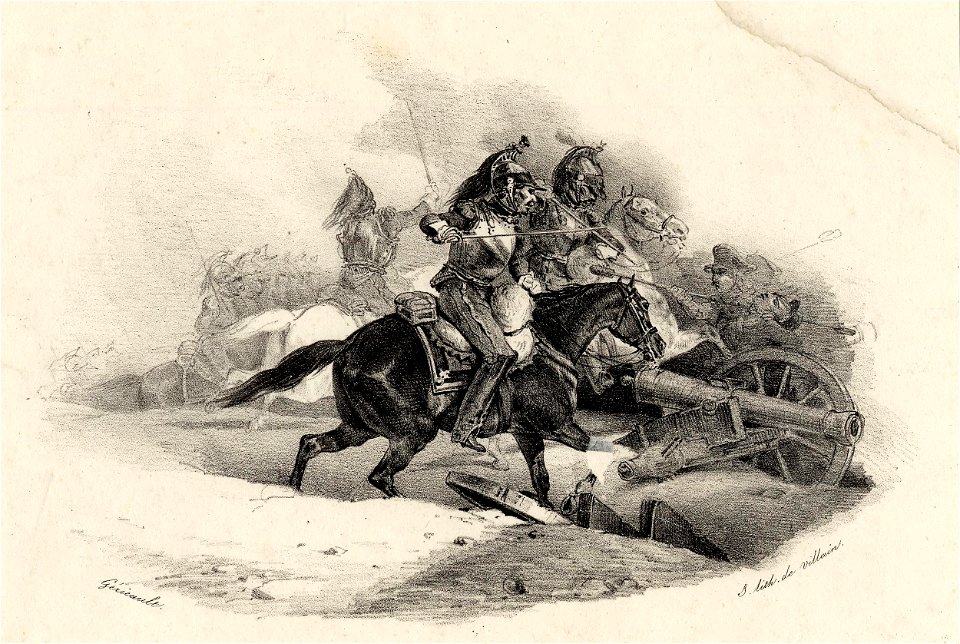 Géricault - Cuirassiers chargeant une batterie d'artillerie (Cuirassiers charging an artillery battery), 1876,1111.327
