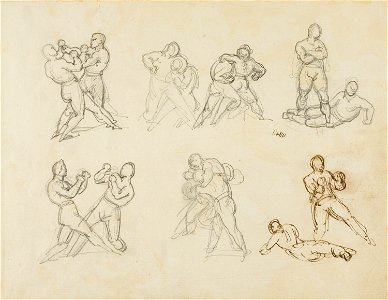 Géricault - Seven Sketches of Pairs of Boxers, 1818-1819