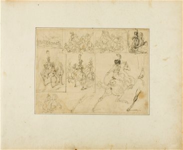 Géricault - Sheet of Sketches Cavalry Battles and Mounted Soldiers, 1813-14